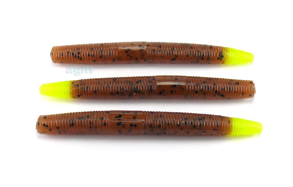 Agm 3&Quot; Stick Worm - Pumpkinseed/Chartreuse Tip (10Pcs)