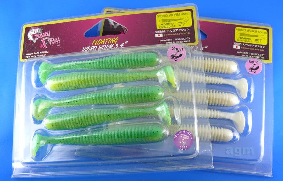 Crazy Fish 3.4&Quot; Floating Vibro Worm - 3D Swamp/Pearl (5Pcs)