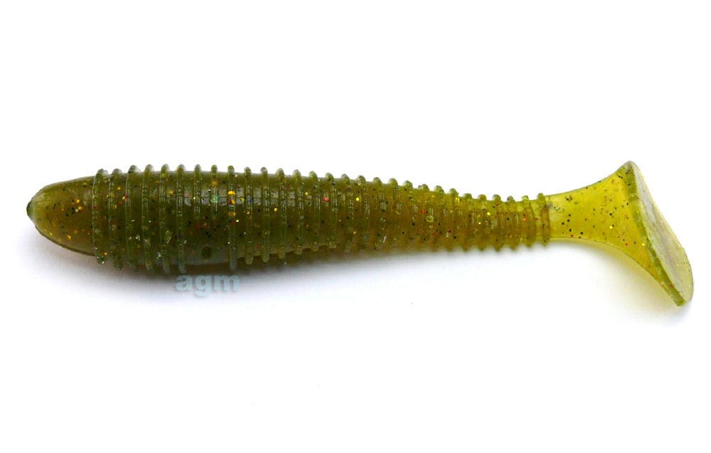 Crazy Fish 4In Vibro Fat Olive 4Pcs