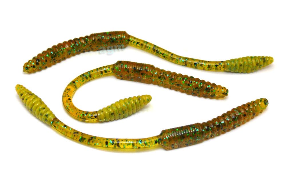 Big Bite 4.5&Quot; Squirrel Tail Worm - Pumpkin Pepper Green (10Pcs)